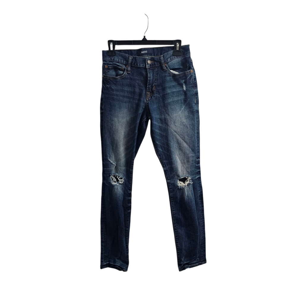Aero Distressed Skinny Jeans Mens 28x32 Dark Wash